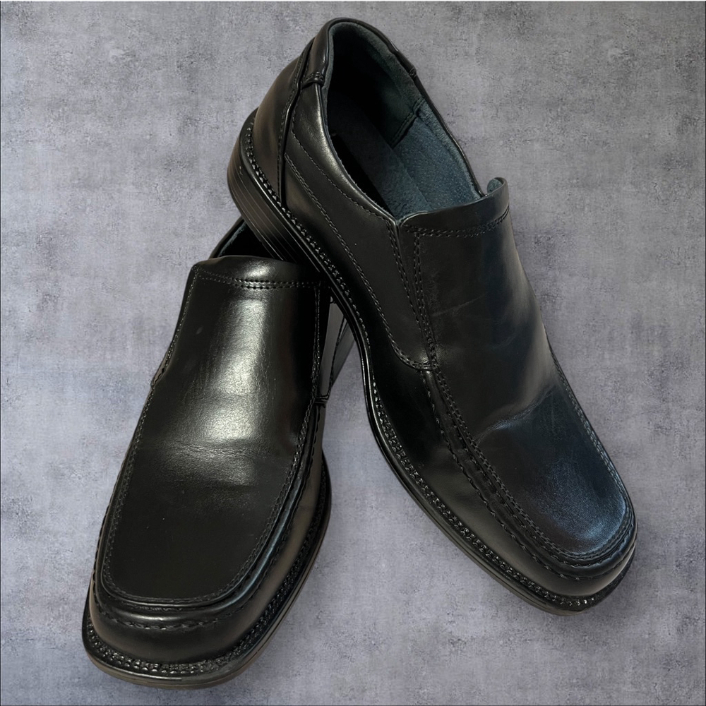 Bruno Marc Men's Black Leather Slip On Dress Shoes, Office Career Casual, Sz 7.5